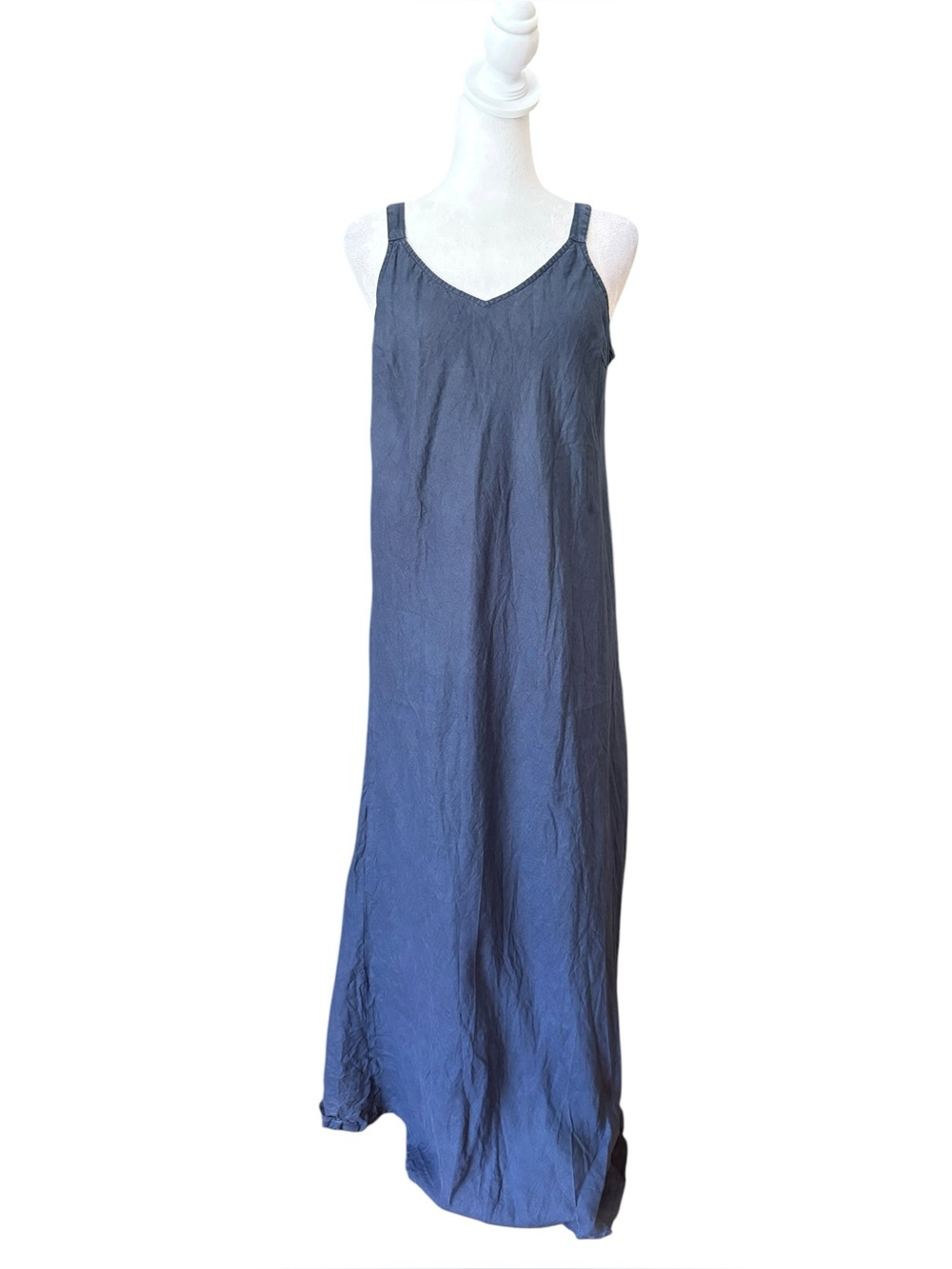 Zelino Navy Blue Sleeveless Maxi Dress Linen Womens Size Small